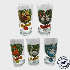 Vintage Set of 5 Replacement Days of Christmas Glasses